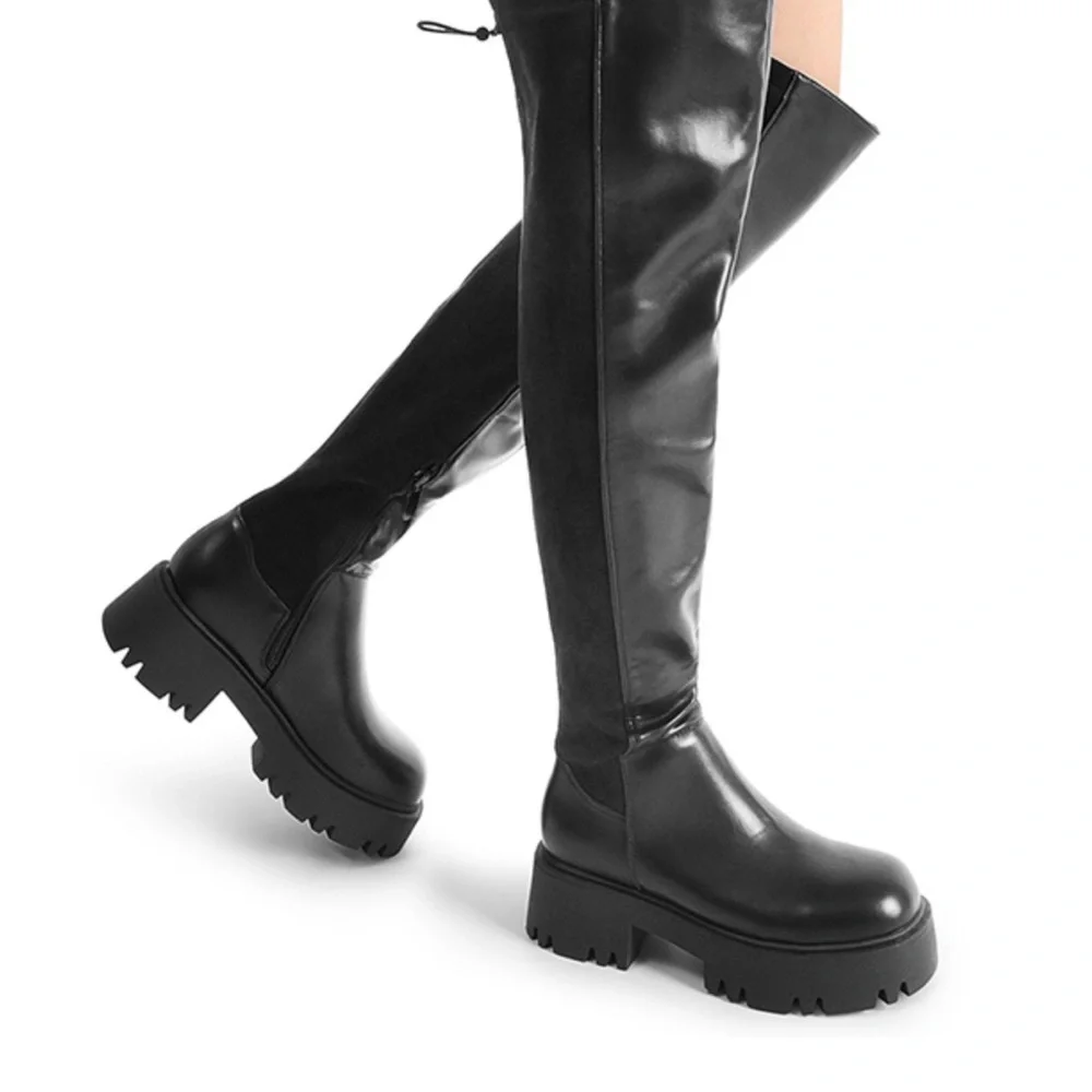 Dream Pairs Black Over-the-Knee Boots Size 10